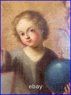 Antique 17th-18th Century Italian Salvator Mundi Oil Painting on Canvas