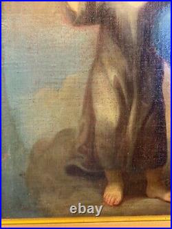 Antique 17th-18th Century Italian Salvator Mundi Oil Painting on Canvas