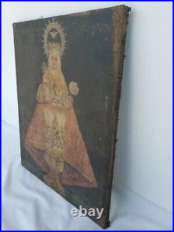 Antique 17th/18th Century Oil Painting of the Virgin Mary & Baby Jesus 19×15