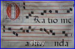 Antique 17th Century Antiphonal Religious Sheet Music Roman Catholic Vellum 20