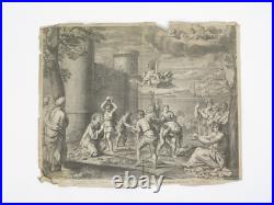 Antique 17th Century Guillaume Chasteau Martyrdom of St. Stephen 21.5 x 17.5