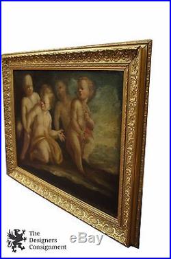 Antique 17th Century Italian Old Master Classical Oil Painting Putti Cherubs 32