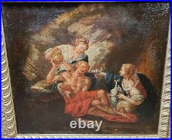 Antique 17th Century Oil Painting Lot w Daughters Italian Religious Old Master