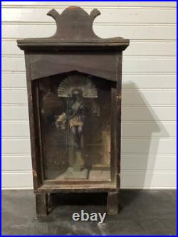 Antique 18-19th century handmade religious Sculpture In Tabernacle 5x 8.5x 19