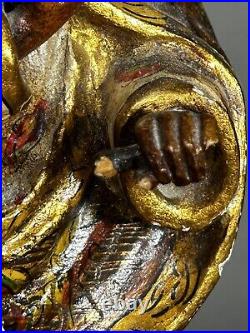 Antique 1800's Carved Wood Polychromed Religious Santos San Pedro Statue