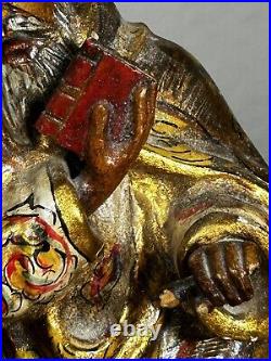 Antique 1800's Carved Wood Polychromed Religious Santos San Pedro Statue