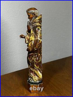 Antique 1800's Carved Wood Polychromed Religious Santos San Pedro Statue