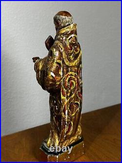 Antique 1800's Carved Wood Polychromed Religious Santos San Pedro Statue