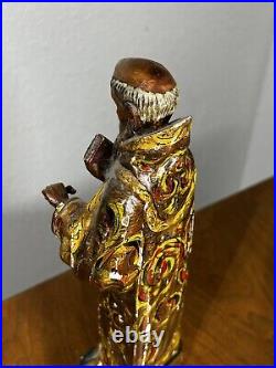 Antique 1800's Carved Wood Polychromed Religious Santos San Pedro Statue