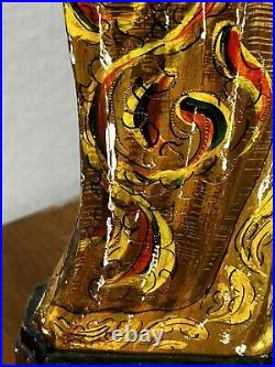 Antique 1800's Carved Wood Polychromed Religious Santos San Pedro Statue