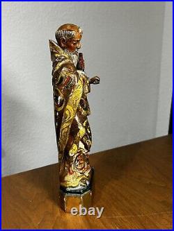 Antique 1800's Carved Wood Polychromed Religious Santos San Pedro Statue