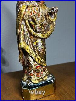 Antique 1800's Carved Wood Polychromed Religious Santos San Pedro Statue