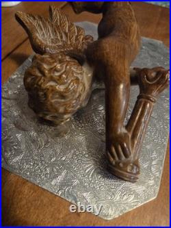 Antique 1800's hand carved wood religious winged cherub Antique 1800's hand carved wood religious winged cherub
