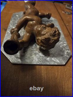 Antique 1800's hand carved wood religious winged cherub Antique 1800's hand carved wood religious winged cherub