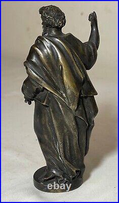 Antique 1800's miniature bronze religious Moses cross statue figure sculpture