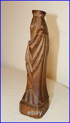 Antique 1800's religious hand carved wood Mary Madonna Jesus sculpture statue