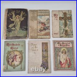 Antique 1800s 1900s Catholic 6 Book Lot Christmas Shepherd Peep Day Happy Day
