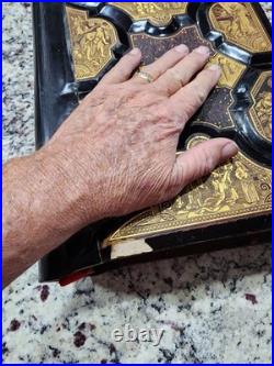 Antique 1800s German Holy Bible Heilige Schrift Holy Leather Lutheran OFFERS