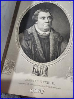 Antique 1800s German Holy Bible Heilige Schrift Holy Leather Lutheran OFFERS