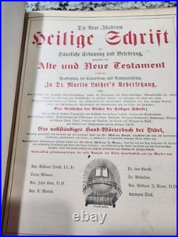 Antique 1800s German Holy Bible Heilige Schrift Holy Leather Lutheran OFFERS