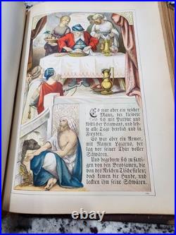 Antique 1800s German Holy Bible Heilige Schrift Holy Leather Lutheran OFFERS