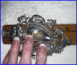 Antique 1800s SILVER ITALIAN SACRED HEART EX VOTO, Large 5.25 L, Religious