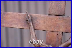 Antique 1800s Wood carved crucifix christ corpus religious
