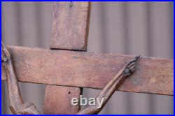 Antique 1800s Wood carved crucifix christ corpus religious