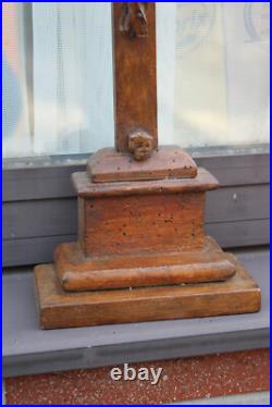 Antique 1800s Wood carved crucifix christ corpus religious