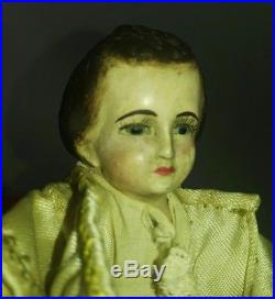 Antique 1800s carved wood santos saint spanish religious figure child jesus