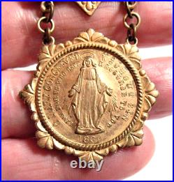 Antique 1830 Religious Pin Rose Gold Toned