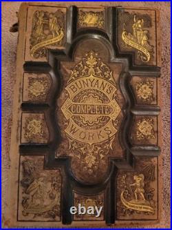 Antique 1872 Complete Works of John Bunyan William Garretson Leather Illustrated