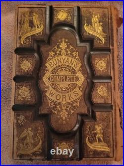 Antique 1872 Complete Works of John Bunyan William Garretson Leather Illustrated