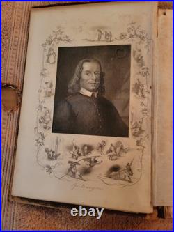 Antique 1872 Complete Works of John Bunyan William Garretson Leather Illustrated
