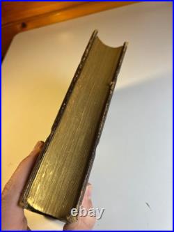 Antique 1874 Bible Looking Glass Illustrated Religious Emblems Leather Gilt AEG