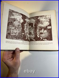Antique 1874 Bible Looking Glass Illustrated Religious Emblems Leather Gilt AEG