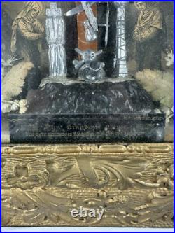 Antique 1877 Jesus Crucifix Religious Catholic Shadow Box Thy Kingdom Come Antique 1877 Jesus Crucifix Religious Catholic Shadow Box Thy Kingdom Come