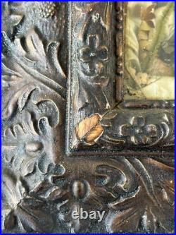 Antique 1877 Kingdom Come Religious Jesus Mixed Media Crucifix Diorama Shadowbox