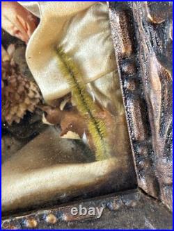 Antique 1877 Kingdom Come Religious Jesus Mixed Media Crucifix Diorama Shadowbox