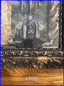 Antique 1877 Kingdom Come Religious Jesus Mixed Media Crucifix Diorama Shadowbox
