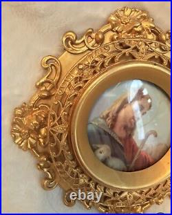 Antique 1880 Dore' Bronze Religious Framed Miniature Picture Frame