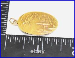 Antique 1880's St Christopher Double Sided 18k Gold Religious Medal French Eagle