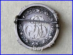 Antique 1884 French Religious Silver Bridal/engagement Brooch Mathieu Chap XIV