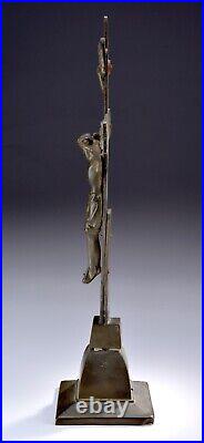 Antique 1890-1910 21.25 Altar Religious Brass-Bronze Crucifix Catholic