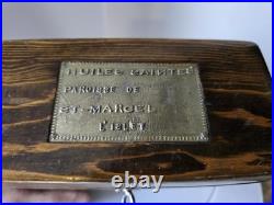 Antique 1890 Religious Catholic Holy Oil Stock Bottle Wood Box Containers & Key