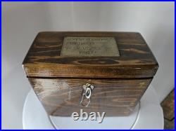 Antique 1890 Religious Catholic Holy Oil Stock Bottle Wood Box Containers & Key