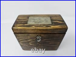 Antique 1890 Religious Catholic Holy Oil Stock Bottle Wood Box Containers & Key