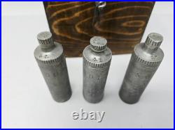 Antique 1890 Religious Catholic Holy Oil Stock Bottle Wood Box Containers & Key