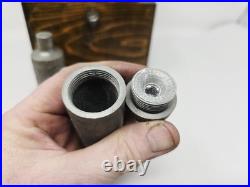 Antique 1890 Religious Catholic Holy Oil Stock Bottle Wood Box Containers & Key