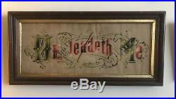 Antique 1890's Victorian Punch Paper Religious Sampler Framed He Leadeth Me